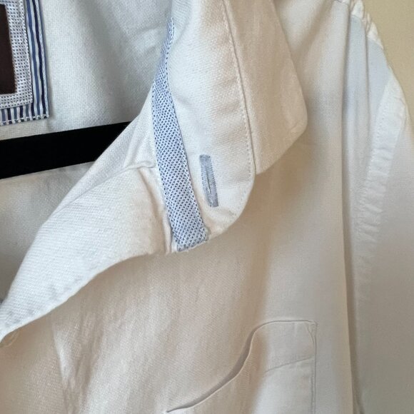Black Brown1826 - White100% Cotton Shirt - Light Blue Trim & Elbow Patches (L) - Picture 9 of 14